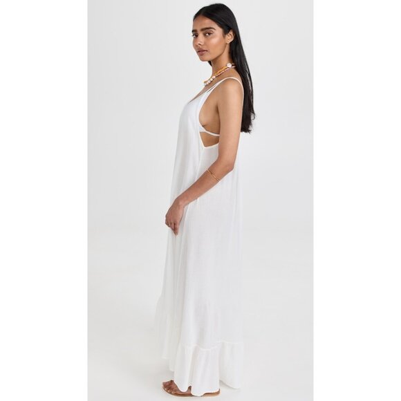 NWT 9seed Paloma in White Cotton Gauze Low Back Maxi Tank Dress O/S One Size - Picture 4 of 11